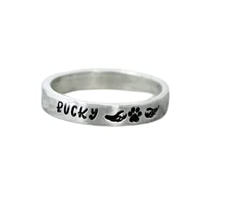 Pet Memorial Personalized Wrap Ring Stacking Ring Dog Cat Loss of a Pet Adjustable Skinny Ring Winged Paw Print