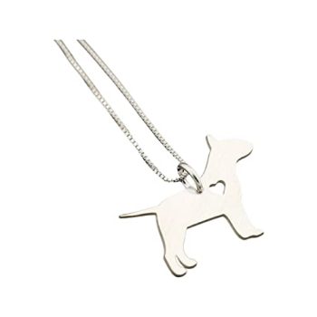 Bull Terrier necklace sterling silver dog breeds pendant w/Heart – Love Pet Jewelry Italian chain Women Best Cute Gift, Memorial Gift Engravable