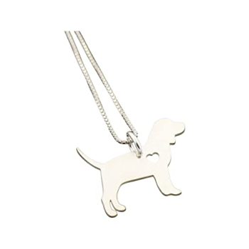Beagle necklace sterling silver dog breeds pendant w/Heart – Love Pet Jewelry Italian chain Women Best Cute Gift, Memorial Gift