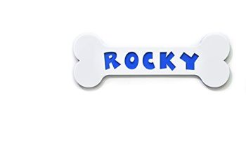 Dog Bone Name Sign, White and Blue Acrylic Sign, Personalized Dog Name Sign, Pet Sign, Dog House Sign