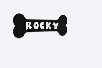 Dog Bone Name Sign, Black Acrylic with White Acrylic letters, Personalized Dog Name Sign, Pet Sign, Dog House Sign