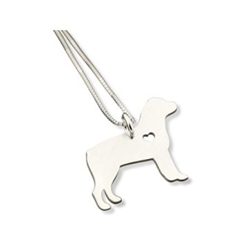 Rottweiler necklace sterling silver dog breeds pendant w/Heart – Love Pet Jewelry Italian chain Women Best Cute Gift, Memorial Gift