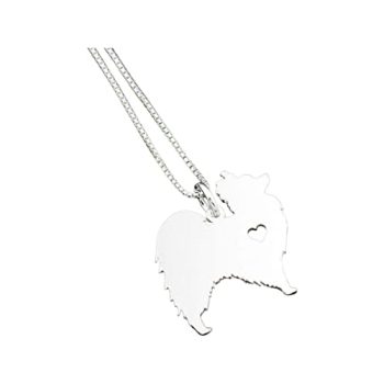 Papillon necklace sterling silver dog breeds pendant w/Heart – Love Pet Jewelry Italian chain Women Best Cute Gift Personalized Toy Spaniel