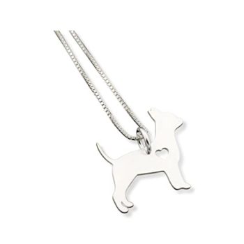 Chihuahua necklace sterling silver dog breeds pendant w/Heart – Love Pet Jewelry Italian chain Women Best Cute Gift, personalized Gift