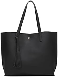 Women’s Soft Faux Leather Tote Shoulder Bag from Dreubea, Big Capacity Tassel Handbag