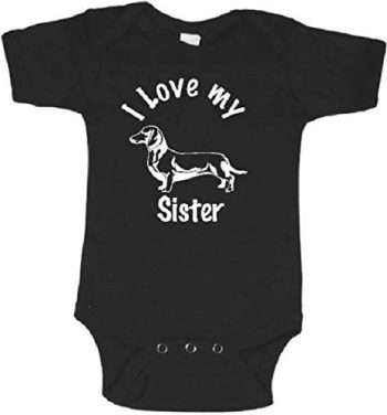 my sister is a dachshund baby one piece dog pet infant bodysuit