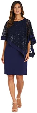 R&M Richards Women’s Plus Size Short Laced Poncho Dress Large