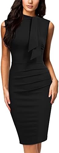 Miusol Women’s Retro 1950s Style Half Collar Ruffle Cocktail Pencil Dress