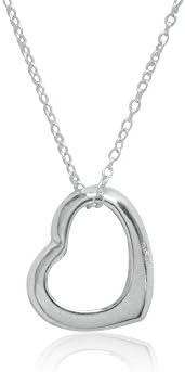 Ritastephens Sterling Silver or Gold Tone Floating Open Heart Love Charm Pendant Necklace, 18″