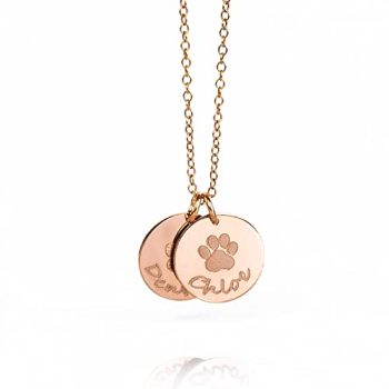 Personalized Paw Print Charm Necklace, Pet Memorial Necklace, Dog or Cat Memorial Jewelry[16mm]