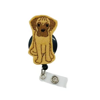 English Mastiff Badge Reel, Retractable Dog ID Holder, Pet Puppy Name Tag Clip (carabiner)