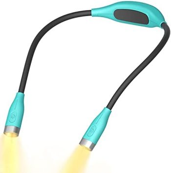 AUGELUX LED Neck Reading Light, Book Light for Reading in Bed,3 Brightness, Hands Free, USB-C Rechargeable, Lightweight, Arms Bendable Neck Light for Reading, Knitting, Crafts, Repairing