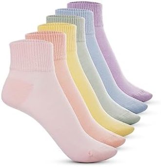 BONISTO Chic Pastel Bamboo Quarter Ankle Socks for Women | Moisture-Wicking, Seamless Summer Socks | 6 Pairs Vibrant Colors | The Perfect Fashion Accessory and Gift for Style-Conscious Women