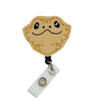 Bearded Dragon Badge Reel, Retractable Reptile ID Holder, Pet Lizard Name Tag Clip (carabiner)