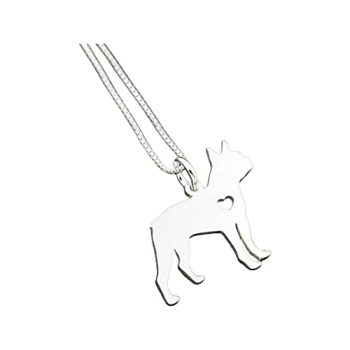 Boston Terrier necklace sterling silver dog breeds pendant w/Heart Love Pet Jewelry Italian chain Women Best Cute Gift Personalized memory Gift – Engravable
