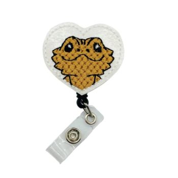 Bearded Dragon Badge Reel, Retractable Reptile ID Holder, Pet Lizard Name Tag Clip (carabiner)