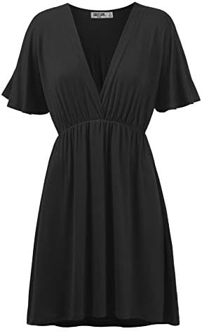 Lock and Love Womens Short Sleeve Kimono Style Deep V Neck Casual Summer Dress S-3XL Plus Size