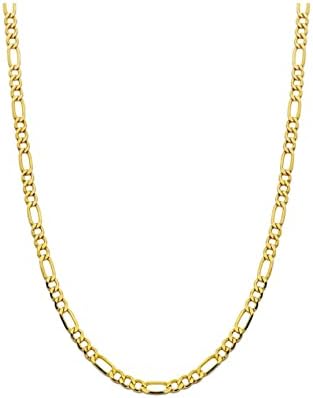 Gold Plated Stainless Steel 4.5 5MM Figaro Link Chain- Men and Women Necklace Jewelry