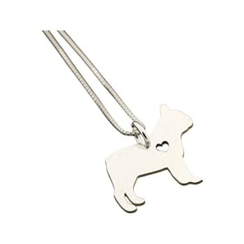 French Bulldog necklace sterling silver dog breeds pendant w/Heart – Love Pet Jewelry Italian chain Women Best Cute Gift, personalized and engravable