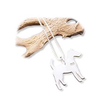 Smooth Fox Terrier necklace sterling silver dog breeds pendant w/Heart – Love Pet Jewelry Italian chain Women Best Cute Gift Personalized