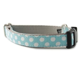 Blue Dog Collar – Light Blue White Polka Dot Dog Collar – Ice Blue Dot Dog Collar – boy dog collar – girl dog collar