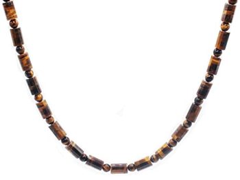 Protection Crystal Necklaces Tribal Boho Newage Spiritual Genuine Gemstone Jewelry Healing Neckless for Men/Women (20, 01: Faceted Barrel Tiger Eye)