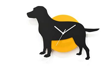 Wagging Tail Labrador Dog – Black & Yellow Silhouette – Wall Clock – Dog Owner Gift Idea – Dog Lover – Pet Owner
