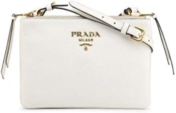 Prada White Leather Vitello Phenix Crossbody Bag 1BH046