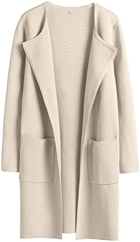 ANRABESS Women’s Open Front Knit Cardigan Long Sleeve Lapel Casual Solid Classy Sweater Jacket