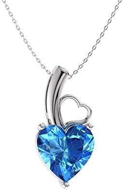 Diamondere Natural and Certified Heart Cut Gemstone Solitaire Petite Necklace in 14k White Gold | 0.32 Carat Pendant with Chain