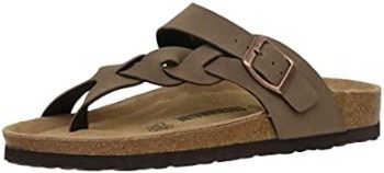 CUSHIONAIRE Women’s Libby Cork footbed Sandal with +Comfort and Wide Widths Available,