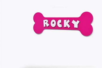 Dog Bone Name Sign, Pink Acrylic with White Acrylic letters, Personalized Dog Name Sign, Pet Sign, Dog House Sign