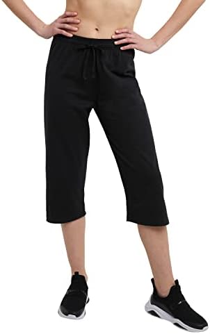 Champion Women’s Everyday Cotton Capris, Drawstring Cropped Sweatpants, Women’s Capri Pants, 18″