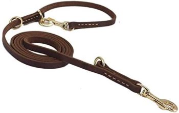 Durable Multi Function 8ft Leather Dog Leash, Genuine Leather Leash Hands Free Leash Dog Training Leash for Small, Medium and Large Dogs