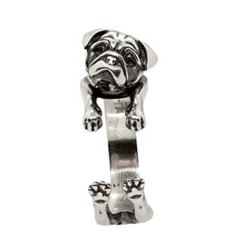 Silver Pug Ring, Sterling Silver Dog Ring, Pet Pug Jewelry