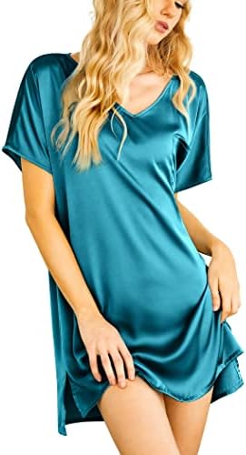 Ekouaer Women’s Boyfriend Style Satin Sleepshirt