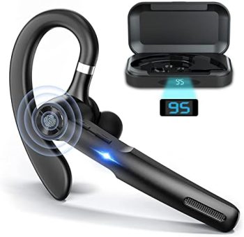 Bluetooth Headset , Bluetooth Earpiece with ENC MIC ,Trucker wireless headset with Charging Case 55Hrs playtime Bluetooth 5.3 Hands-Free Caller Voice Announce for Driving/Business（Upgrade Version)