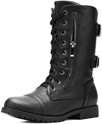 DREAM PAIRS Women’s Ankle Bootie Winter Lace up Mid Calf Military Combat Boots