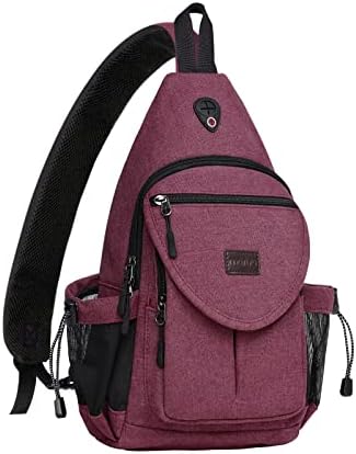 MOSISO Sling Backpack,Canvas Crossbody Hiking Daypack Bag with Anti-theft Pocket