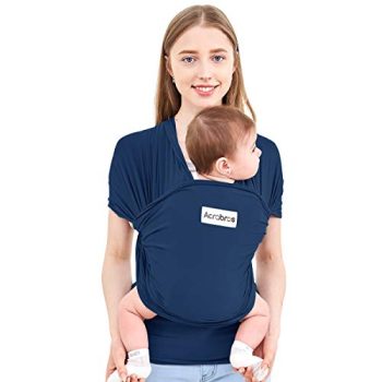 Acrabros Baby Wrap Carrier,Hands Free Baby Carrier,Lightweight,Breathable,Softness,Perfect for Newborn Infants and Babies Shower Gift,Navy Blue