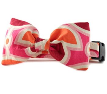 Pink Bow Tie Dog Collar – Camilla Bow Tie Dog Collar -Orange Pink Bowtie Dog Collar, orange pink flower collar – pet collar – FREE SHIPPING