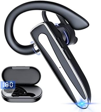 Bluetooth Headset Wireless Earpiece 2023 New Noise Canceling with Mic for Cell Phones, 80H Talking Time Hands-Free Bluetooth 5.1 Earpiece Charging Case in-Ear Wireless Earphones for Truck Driving