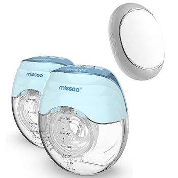 MISSAA Wearable Breast Pump Hands Free with 3 Modes & 8 Levels and Lactation Massager with Heat for Breastfeeding