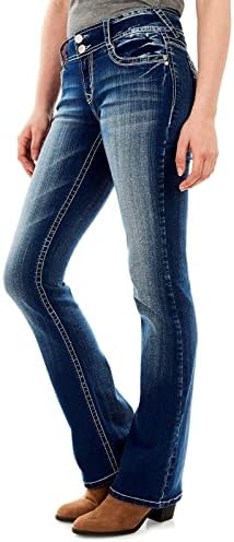 WallFlower Women’s Luscious Curvy Bootcut Mid-Rise Insta Stretch Juniors Jeans (Standard and Plus)