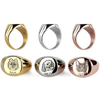 Signet Pet Portrait Ring Personalized Jewelry Dog Lover Christmas Gift Signet Ring Dog Mom Jewelry Dog Memorial Ring – SR-AP