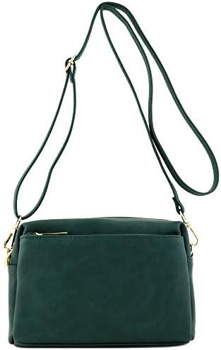 FashionPuzzle Triple Zip Small Crossbody Bag