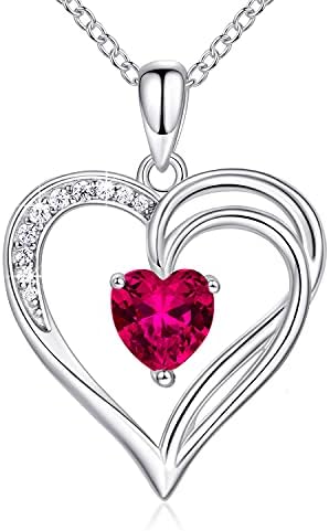 AM ANNIS MUNN 925 Sterling Silver Heart Necklace for Women Birthstone Necklace Silver Jewelry for Womens Jewelry for Women Her Mom