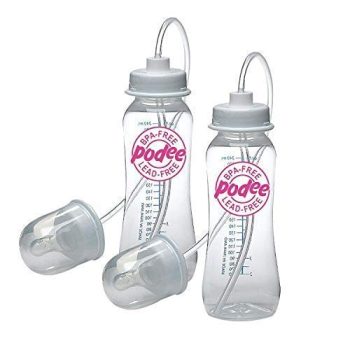 Podee Hands Free Baby Bottle – Anti-Colic Baby Bottle System 9 oz (2 Pack – Pink) + Replacement Tubing Kit