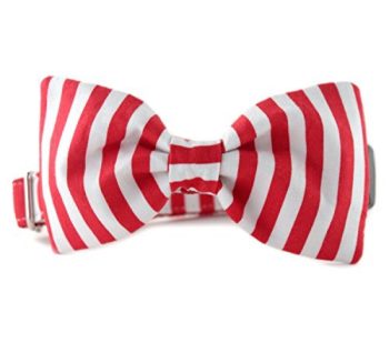 Striped Bow Tie Dog Collar – Red and White Candy Cane Stripe Bow Tie Dog Collar – Red White Dog Collar – Holiday Collar