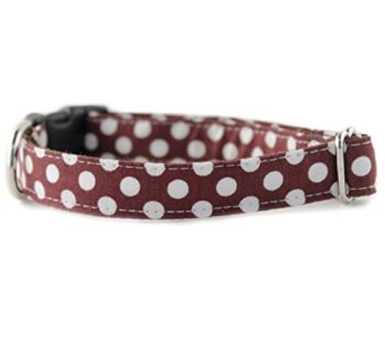 Brown Dog Collar – Brown Polka Dot Dog Collar – Chocolate Dot Dog Collar – Adjustable Collar – Brown and White Collar – FREE SHIPPING